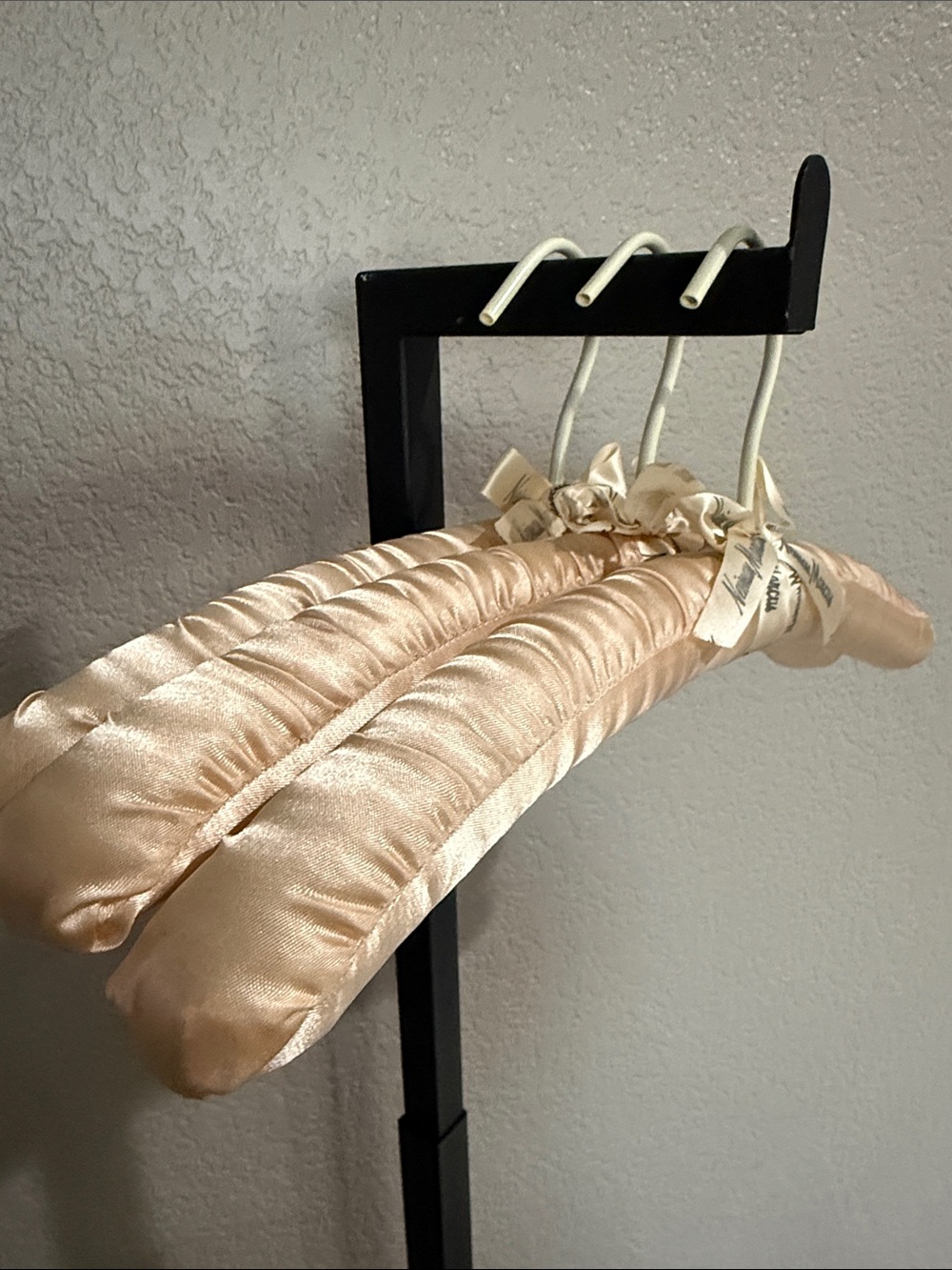 Vintage Neiman Marcus Pink Champagne Satin Padded Hangers - Set of 3
